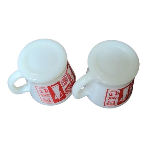 Vintage Anchor Hocking Fire King Red Kitchen Aids Mugs Set of 2 - Picture 5 of 7